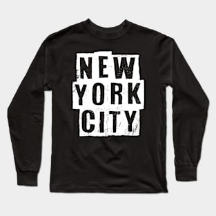 New York City - Vintage White Text Long Sleeve T-Shirt